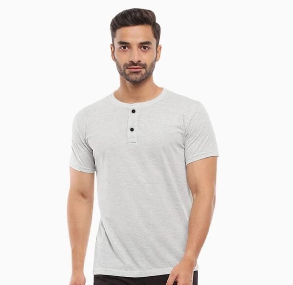 HENLEY NECK NICE FIT SOFT COTTON TEE FOR MEN
