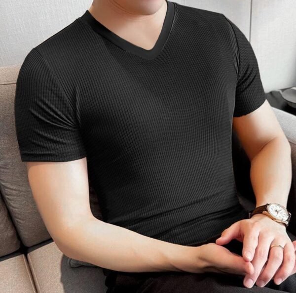 TEXTURE TRENDY V NECK COTTON TEE FOR MEN
