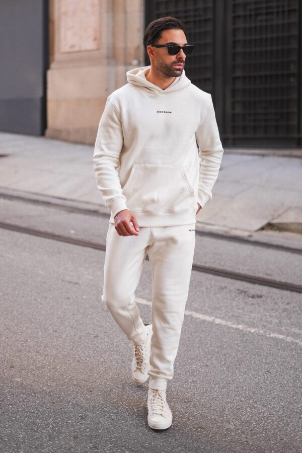 Nextage Slogan Cream Cotton Fleece Tracksuit