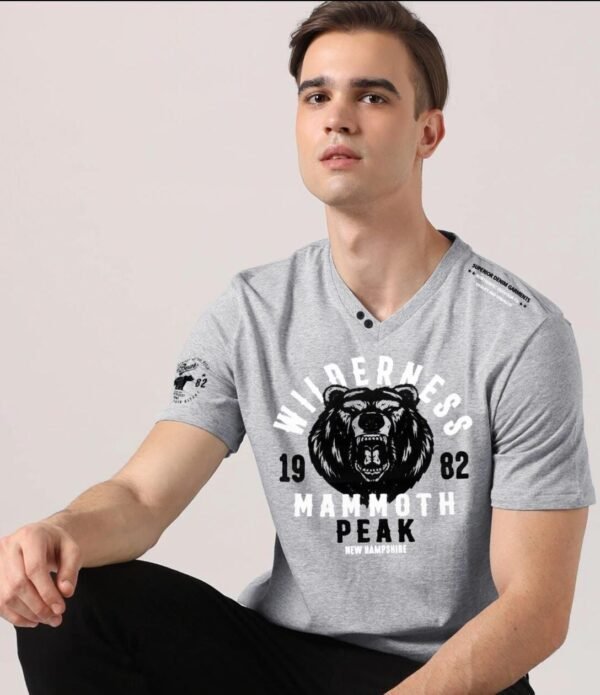 WILDERNESS V NECK COTTON TEE SHIRT FOR MEN