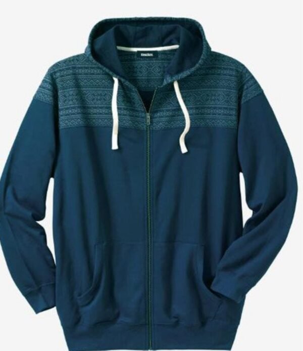 Blue Terry Big & Tall Size Snow Lodge Hoodie