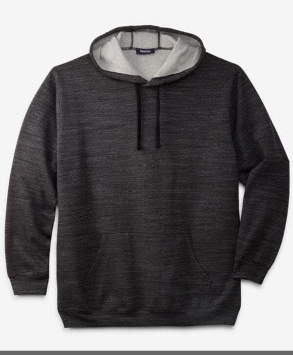 Black White Heather Fleece Big & Tall Pull Over Hoodie