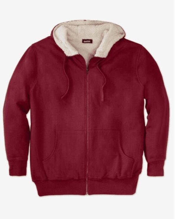 Burgundy Big and Tall Size Sherpa Lined Fleece Hoodie