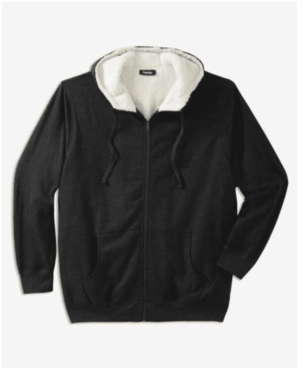 Black Big and Tall Size Sherpa Lined Fleece Hoodie