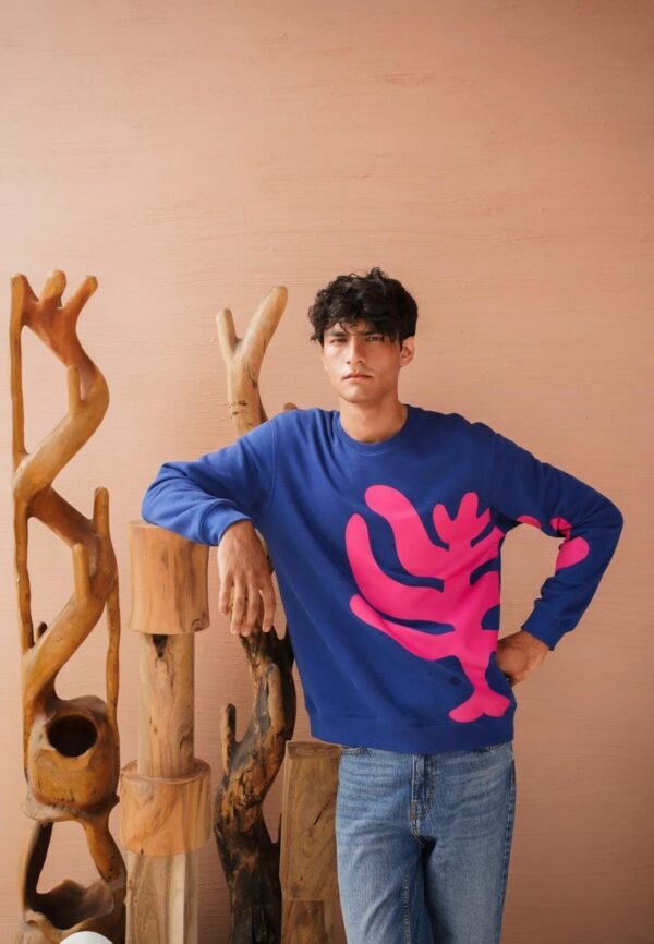 Blue Printed Sweatshirt
