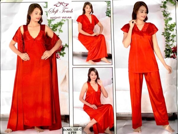 Soft Touch – 4Pcs Bridal Wedding Nighty Sets – 125 –